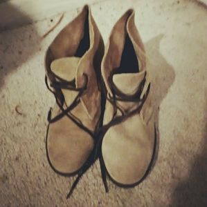 Genuine leather wedge boots